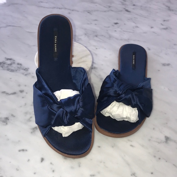 Zara satin blue sandals